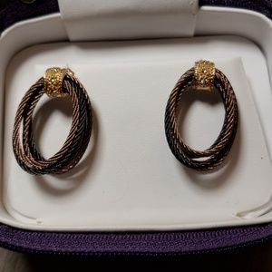 Charriol Inspired-Black and brown coil earrings